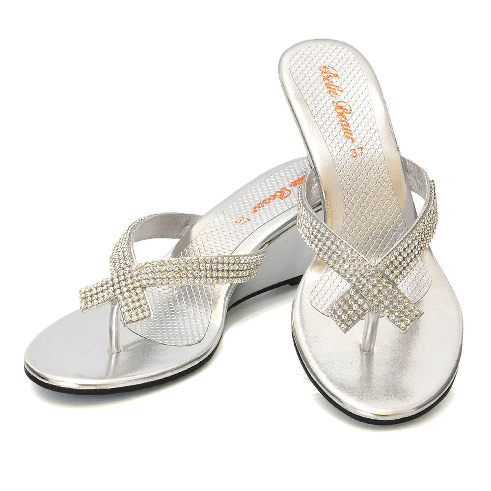 silver wedge sandals