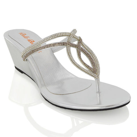 CLARISSA SILVER WEDGES 