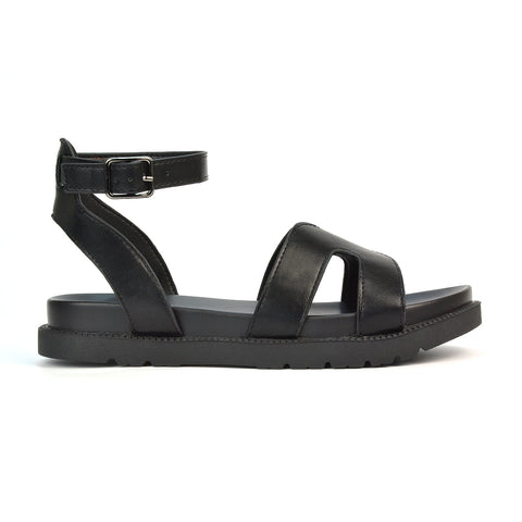 Black Synthetic Leather Festival Sandals