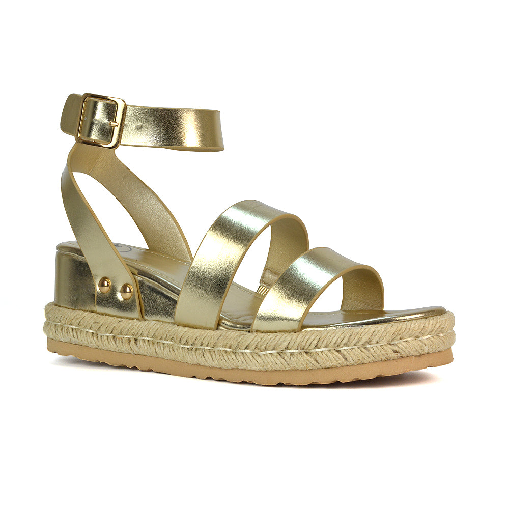 Gold Metallic Wedge Sandals