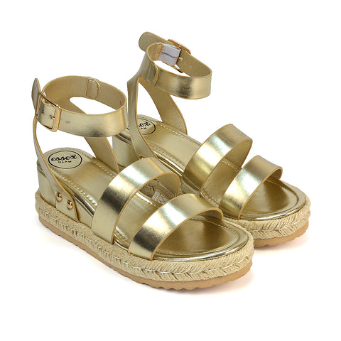 Gold Metallic Strappy Sandals