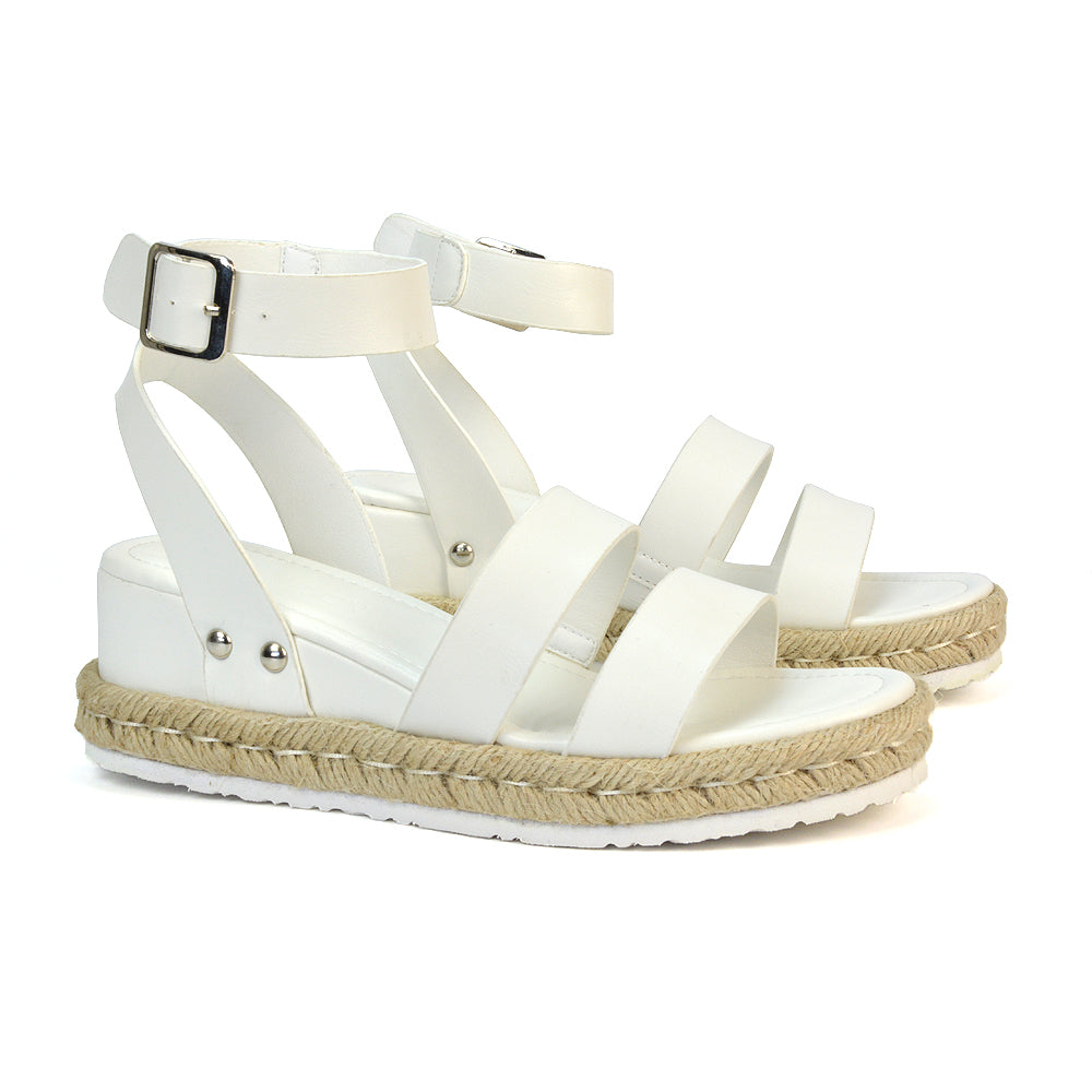 White Synthetic Leather Wedges