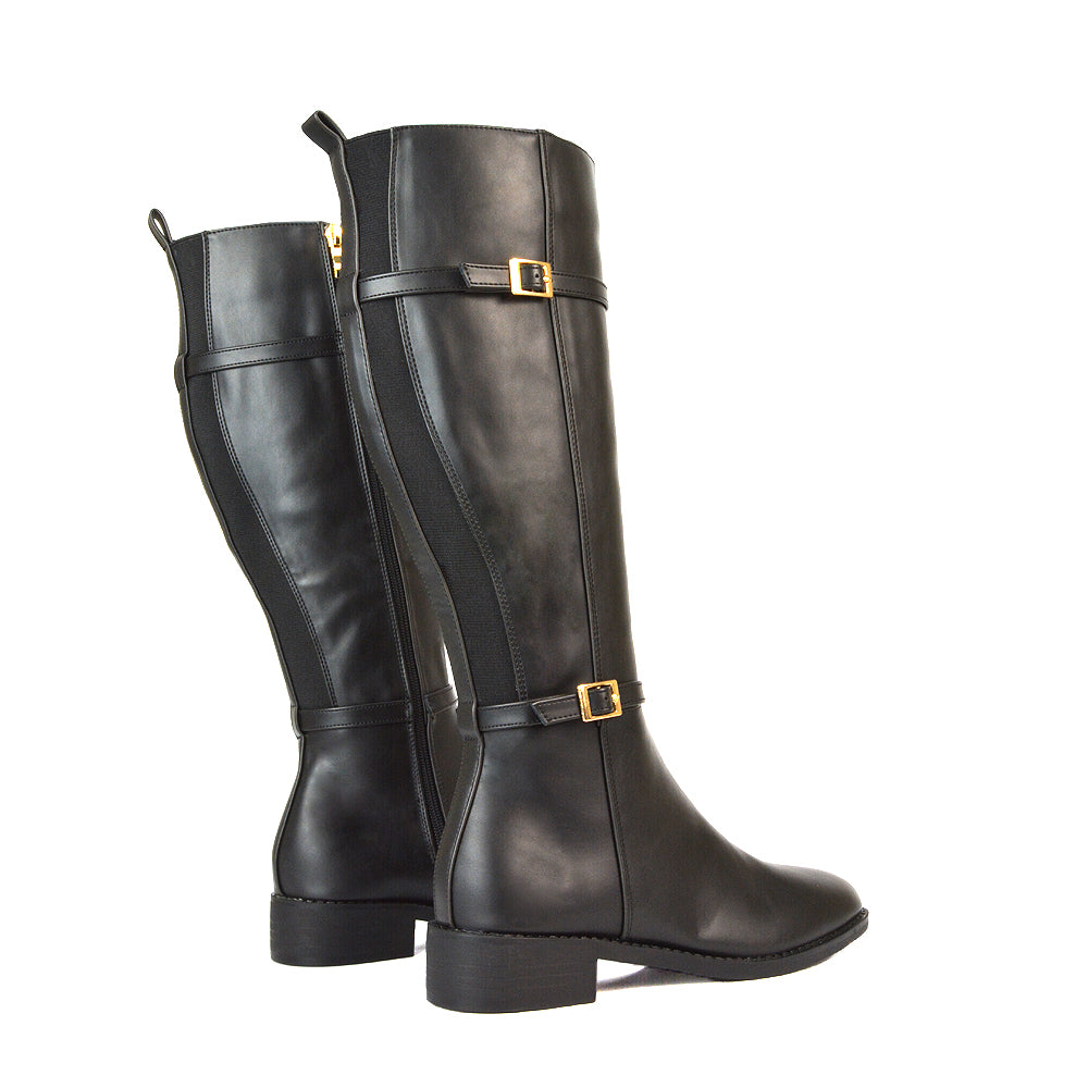 BOS-1 BLACK SYNTHETIC LEATHER LONG BOOTS