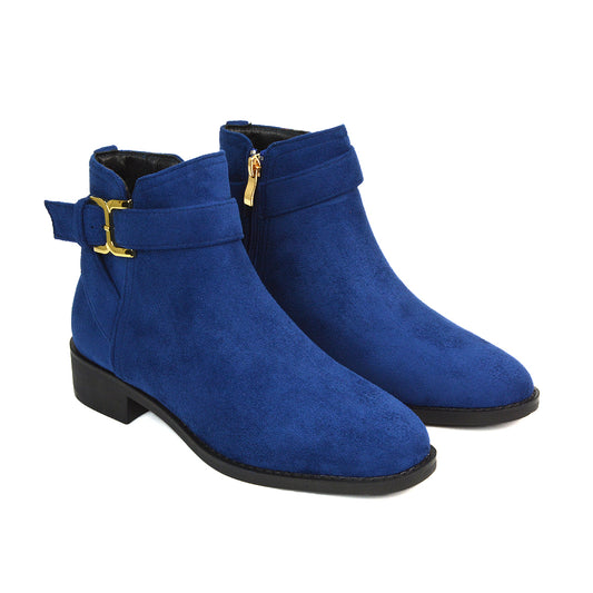 BOS-3 NAVY FAUX SUEDE BOOTS