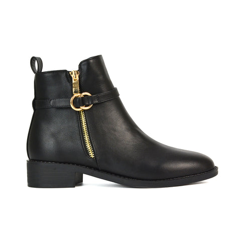 BOS-4 BLACK SYNTHETIC LEATHER ZIP UP BOOTS