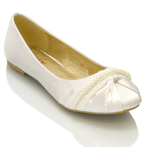 PEARLY WHITE BALLERINA PUMPS