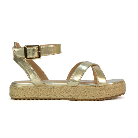 Gold Metallic Strappy Sandals