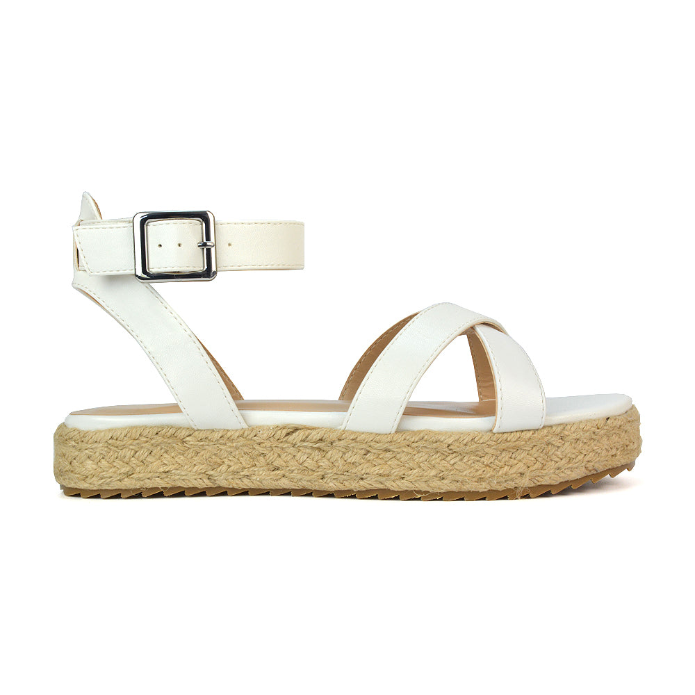 White Synthetic Leather Summer Sandals