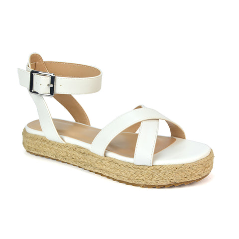 White Synthetic Leather Festival Sandals