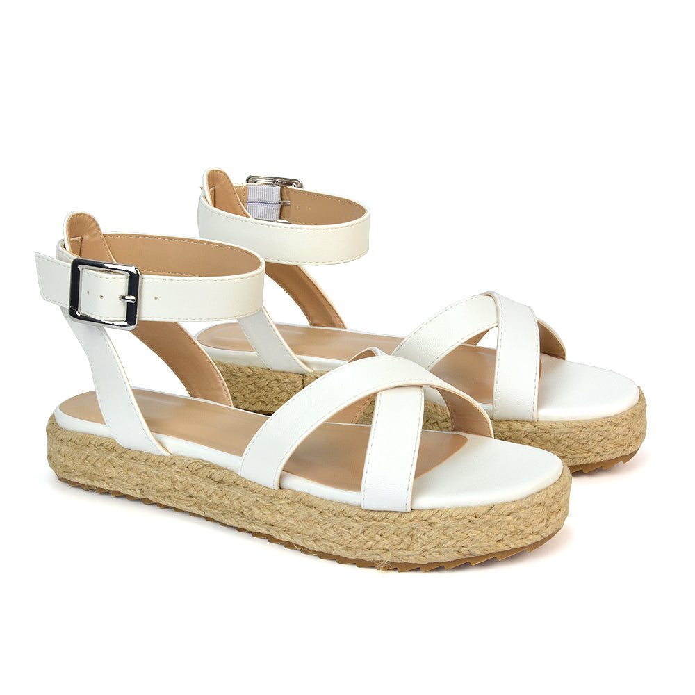 White Synthetic Leather Sandals