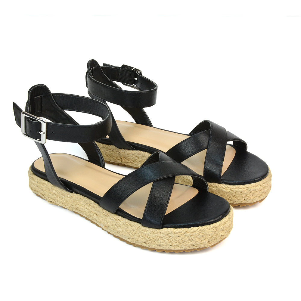 Black Synthetic Leather Sandals