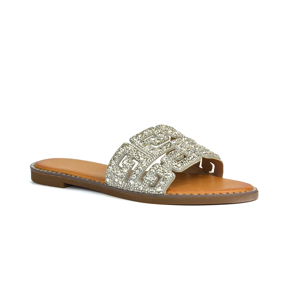 Sandals For Women, Strappy Sandals, Silver Strappy Sandals, Cut Out Strap Sandals