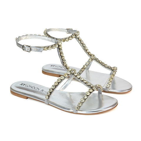 Silver Diamante Sandals