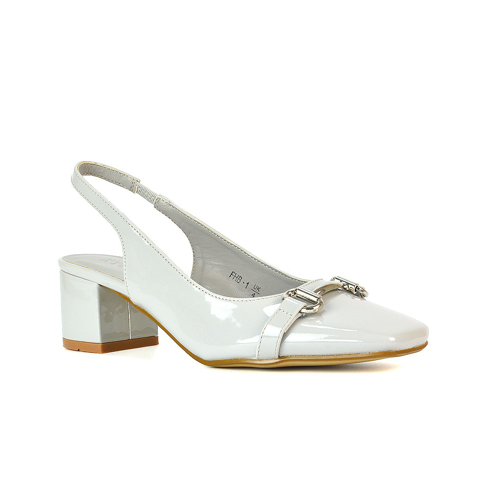 FHP-1 Grey Patent Slingback Heels 