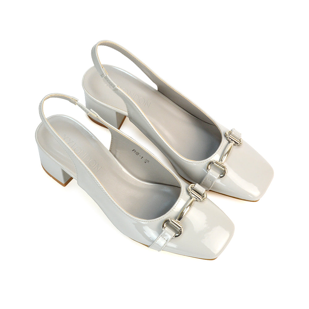 FHP-1 Grey Patent Mid Heels