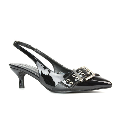 FHS-3 Black Patent Slingback Heels