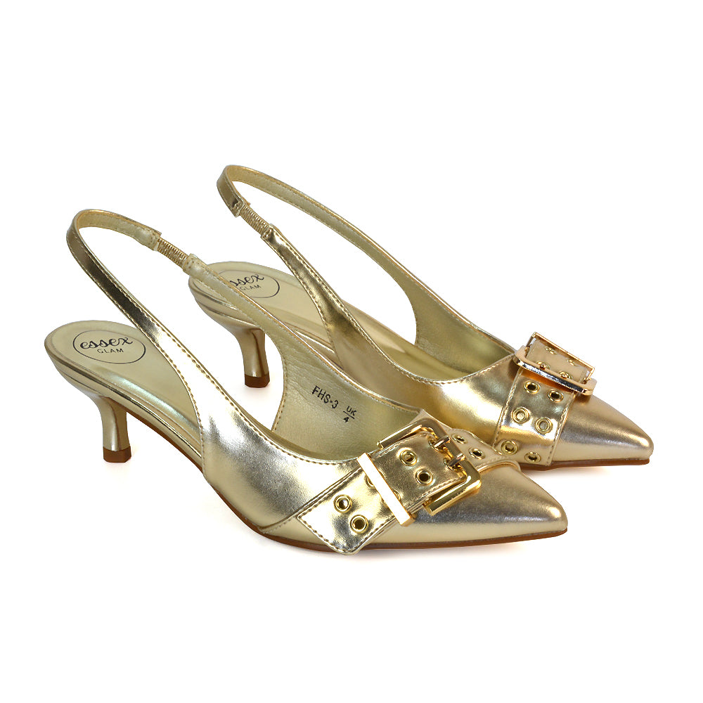 FHS-3 Gold Metallic Low Heels