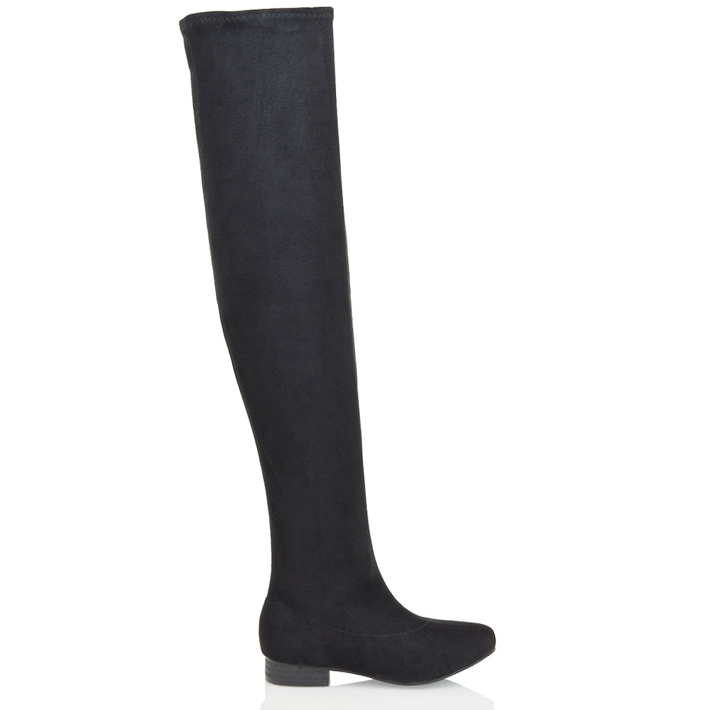 black thigh high boots, flat boots, long boots