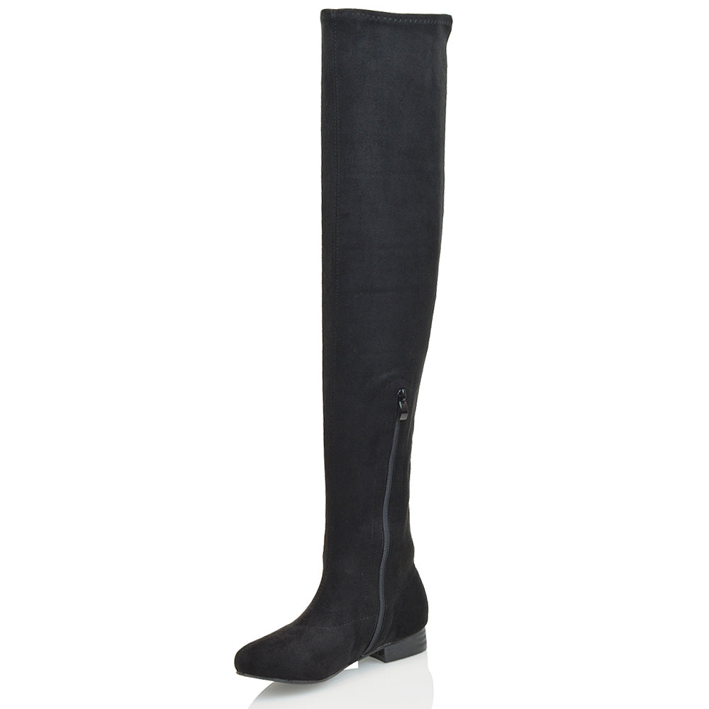 WILLOW BLACK FAUX SUEDE THIGH HIGHS