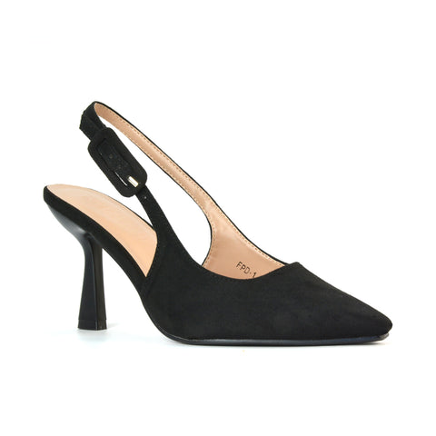 FPD-1 Black Faux Suede Stiletto Heels