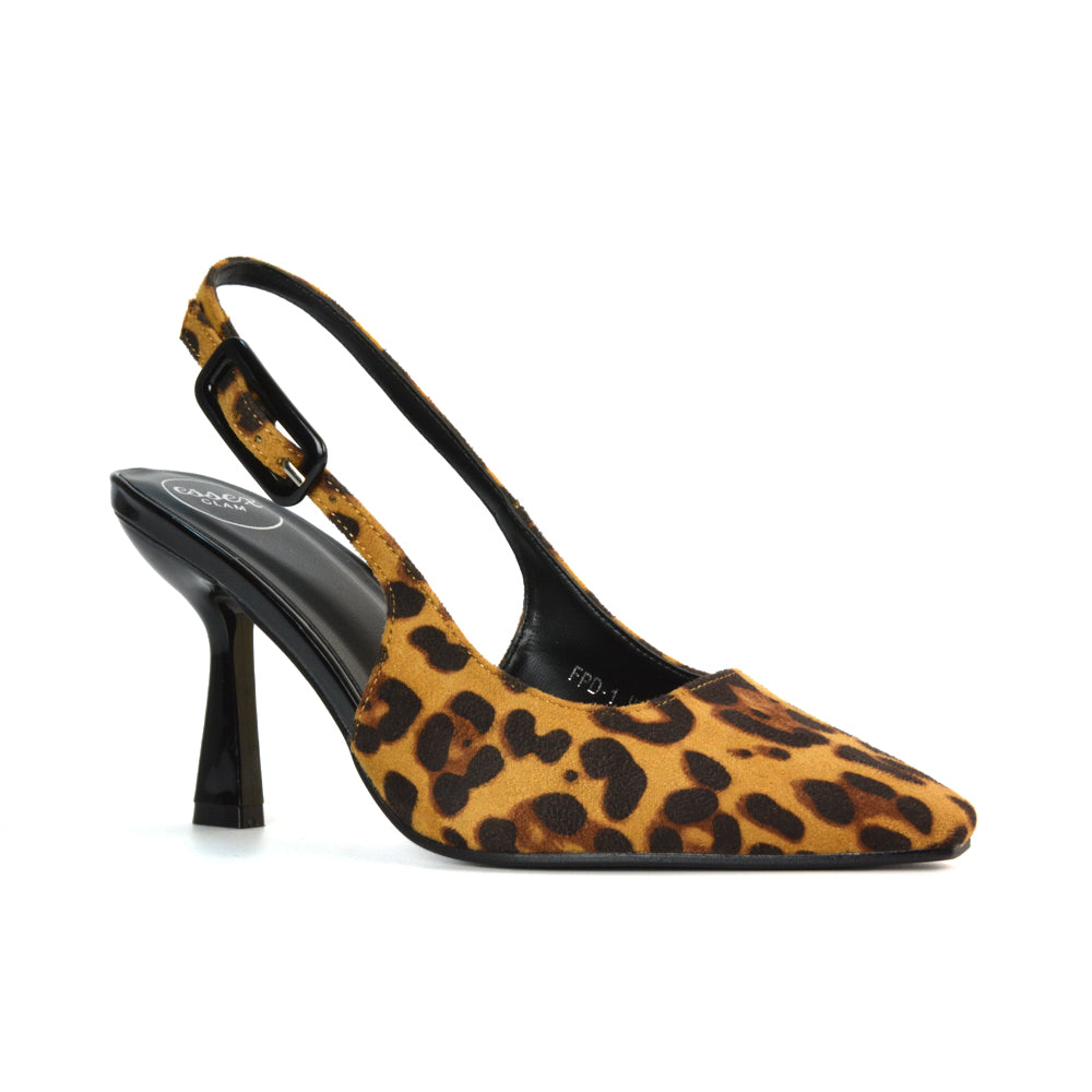 FPD-1 Leopard Faux Suede Stilettos