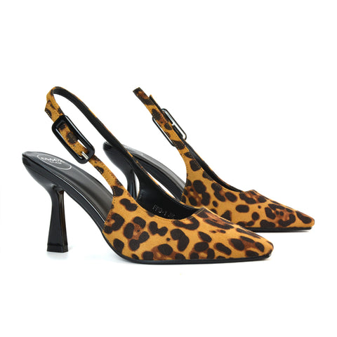 FPD-1 Leopard Faux Suede Slingback Heels