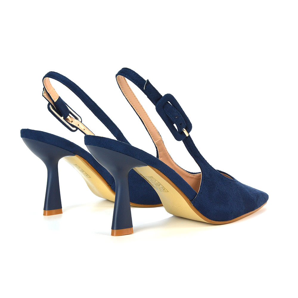 FPD-1 Navy Faux Suede Heels