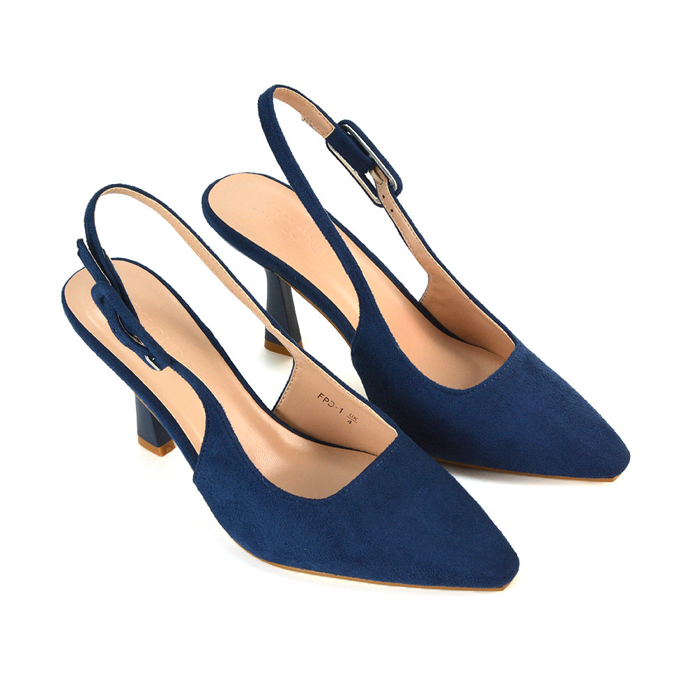 FPD-1 Navy Faux Suede Stilettos