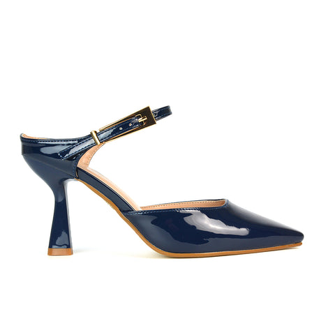 FPD-3 Navy Patent Strappy Heels