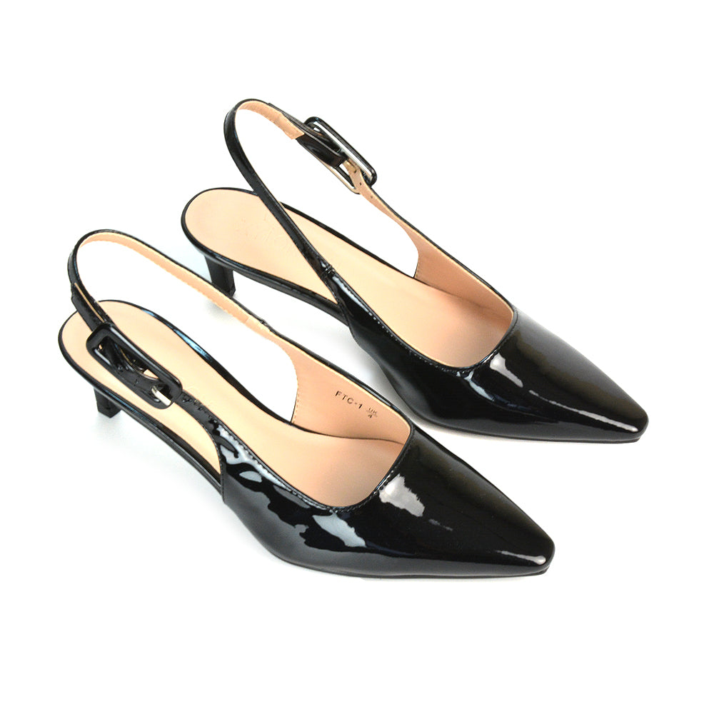 FTC-1 Black Patent Pointed Toe Heels