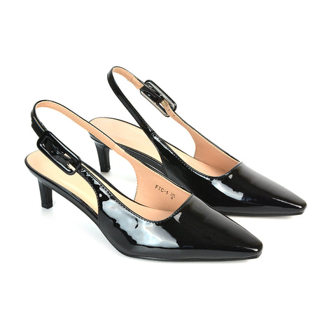 FTC-1 Black Patent Kitten Heels