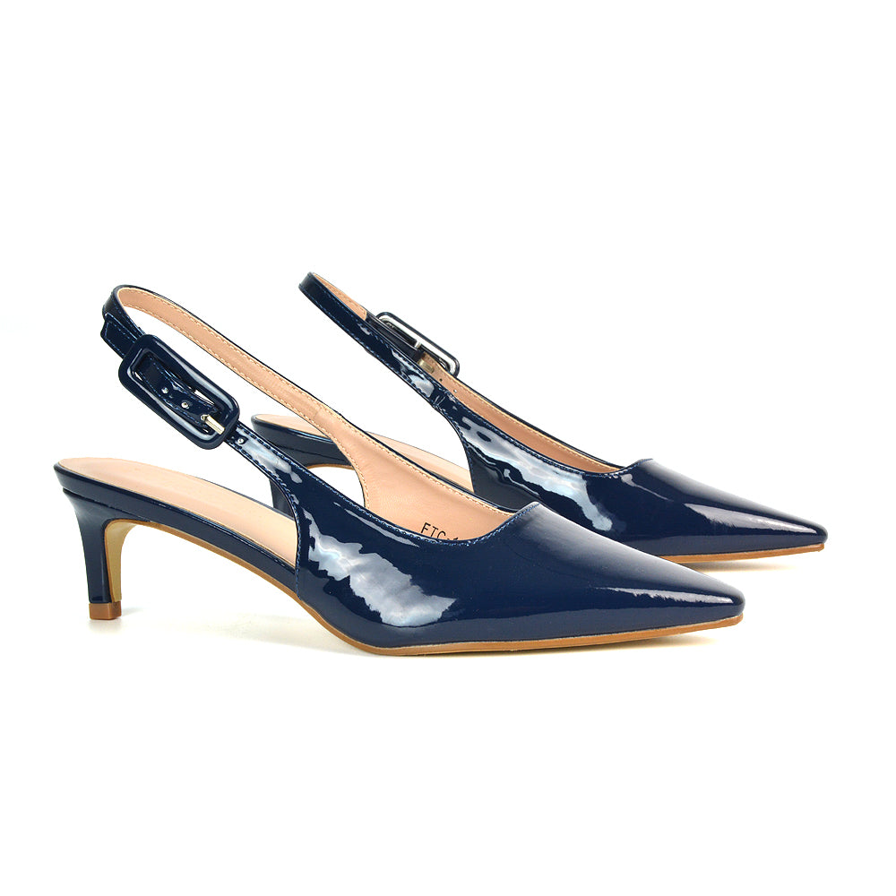 FTC-1 Navy Patent Kitten Heels