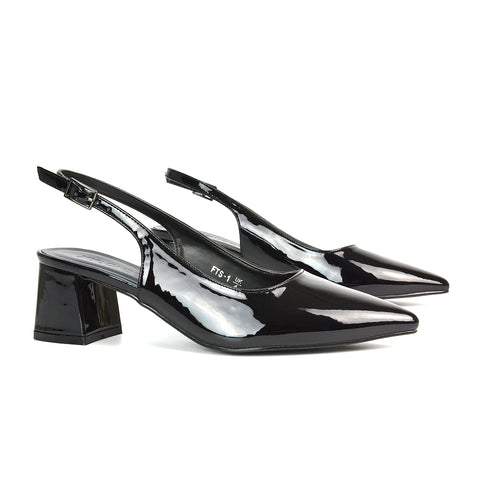 FTS-1 Black Patent Block Heels