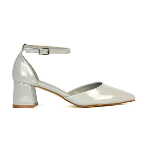 FTS-4 Light Grey Patent Strappy Heels