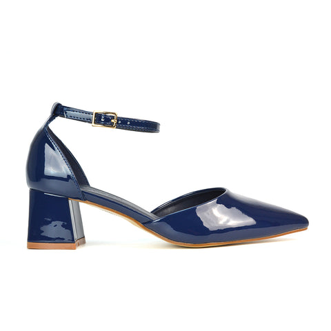 FTS-4 Navy Patent  Strappy Heels