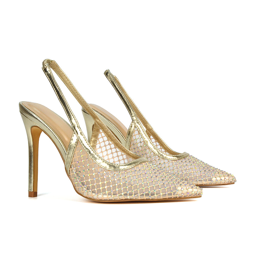 FURY6 Gold Stiletto Heels