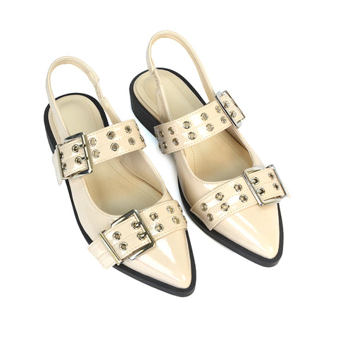 HAWK1 Beige Patent Flats