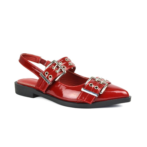 HAWK1 Red Patent Ballet Pumps