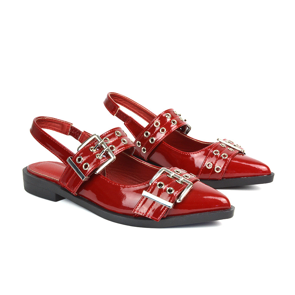 HAWK1 Red Patent Flat Shoes