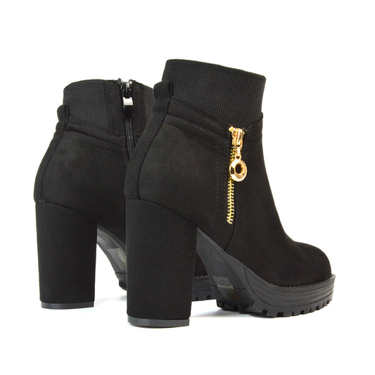 KBB-6 BLACK FAUX SUEDE BOOTS