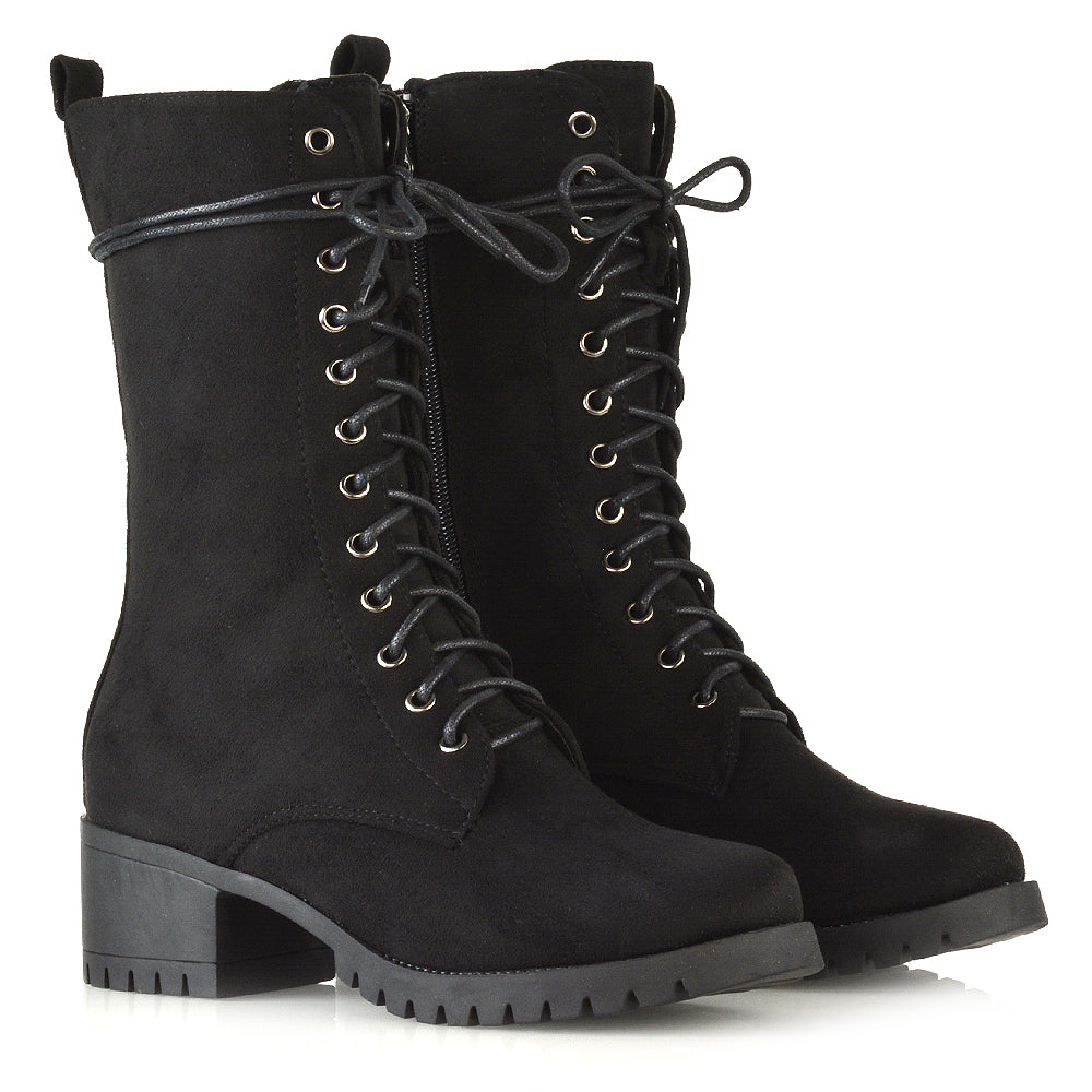 KF-1 Black Faux Suede Boots