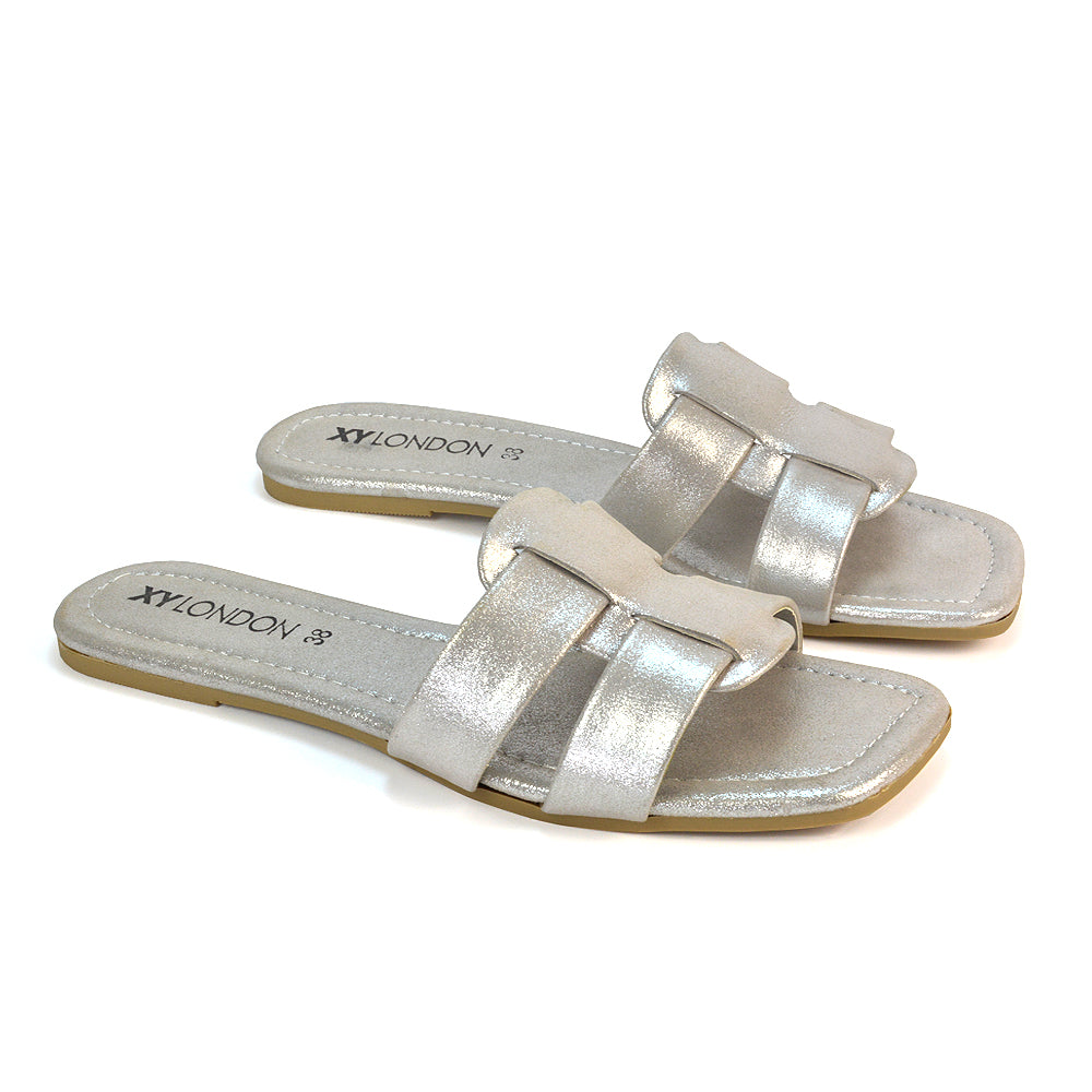 Silver Flat Sandals