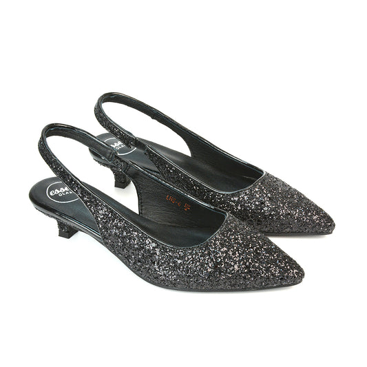 Black glitter kitten heels online