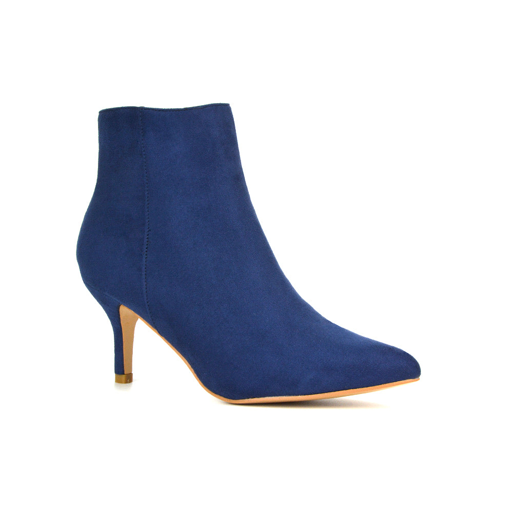 OB-3 Navy Faux Suede Heeled Boots