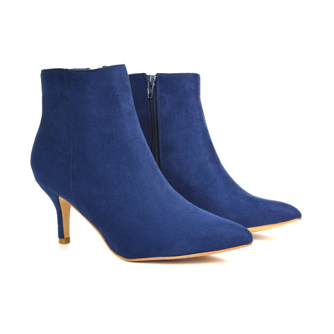 OB-3 Navy Faux Suede Zip Up Boots