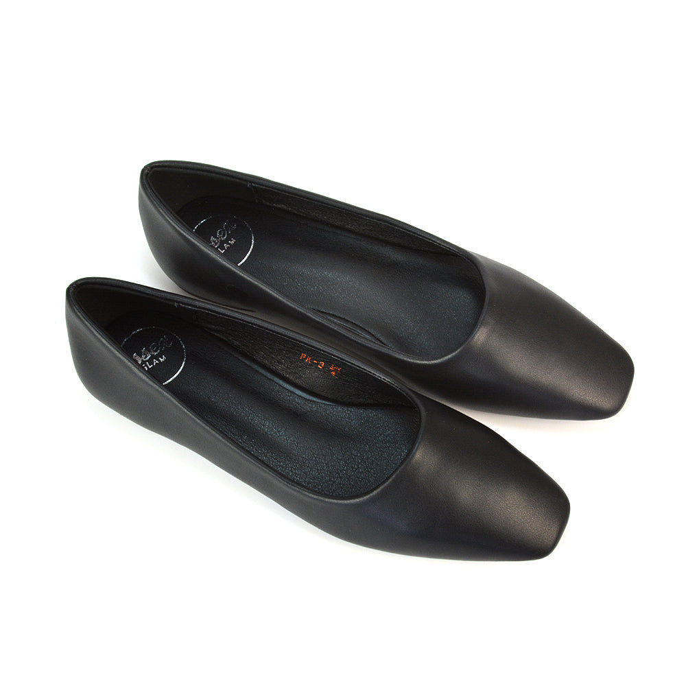 Black Synthetic Leather Slip On Shoes