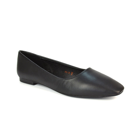 Black Synthetic Leather Pump Shoes