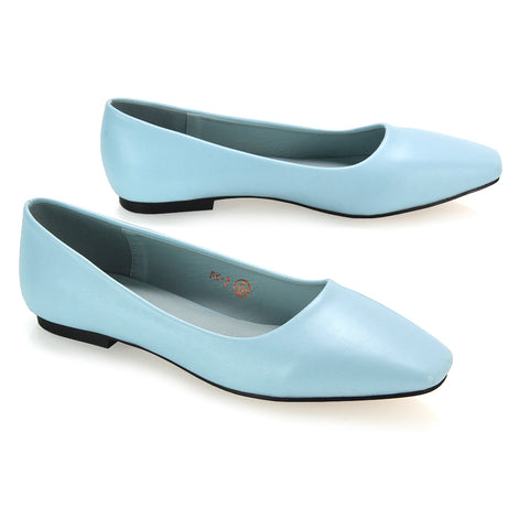 Blue Synthetic Leather Pump Shoes