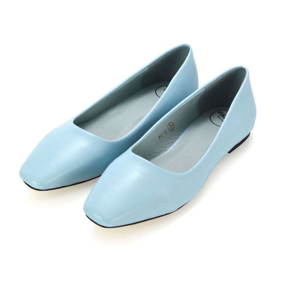 Blue Synthetic Leather Pumps