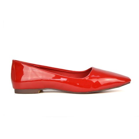 Cherry Red Patent Flat Shoes